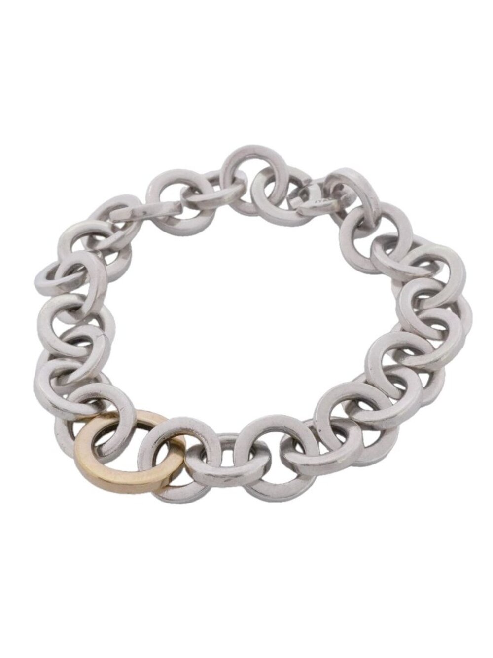 Tiffany & Co Bracelet Circle Link 18k Yellow Gold 925 Sterling Silver
